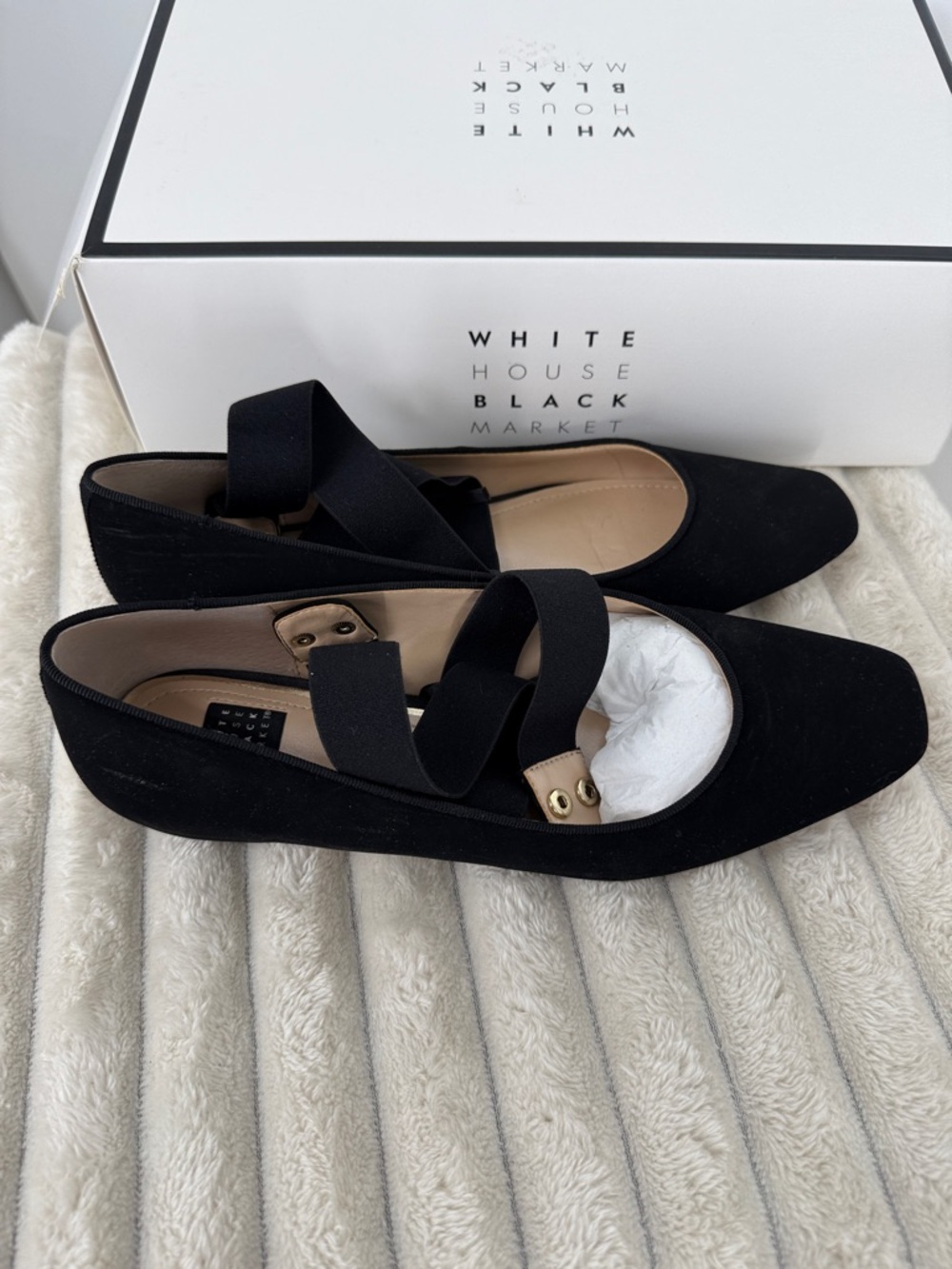 White House Black Market "Gracen" square toe ballet flats in black size 7 - Picture 7 of 8